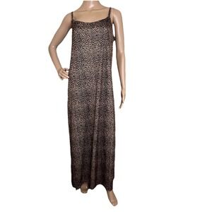 Vtg Y2k 90s Dress Size 16 Maxi Spaghetti Strap Animal Print Molly‎ Malloy